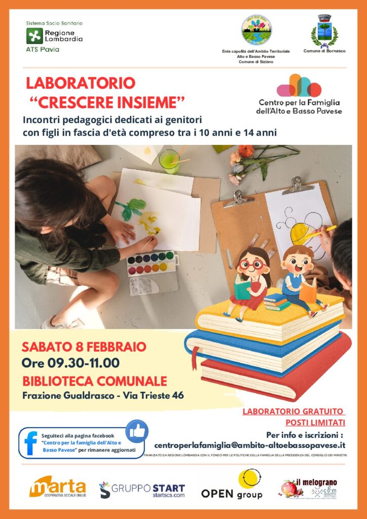 SABATO 8 FEBBRAIO – LABORATORIO ‘‘CRESCERE INSIEME’’